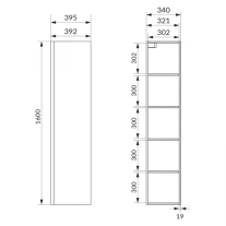 Dulap înalt suspendat, Cersanit, Moduo, înălțime 160 cm, antracit